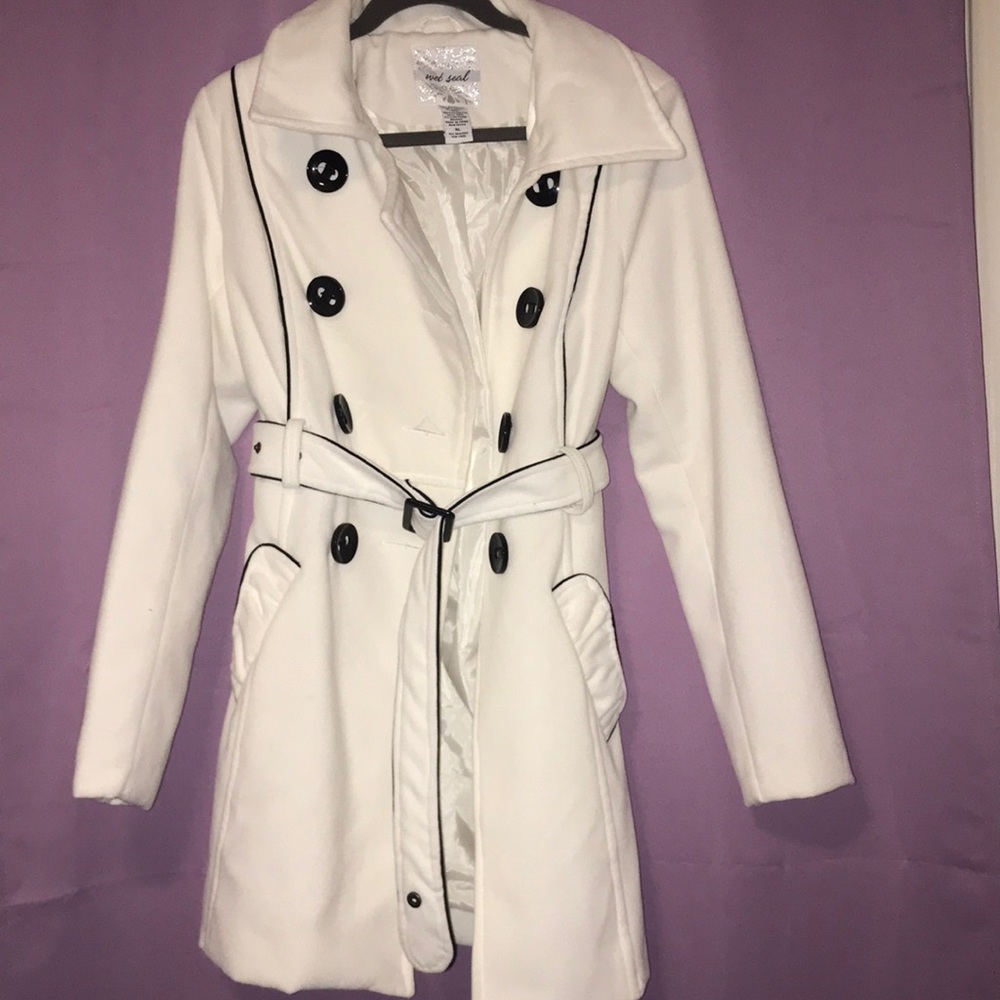 White & black trench coat